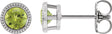 Platinum Natural Peridot Round Bezel-Set Stud Earrings