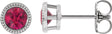 Platinum Lab-Grown Ruby Round Bezel-Set Stud Earrings