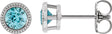 Platinum Natural Blue Zircon Round Bezel-Set Stud Earrings
