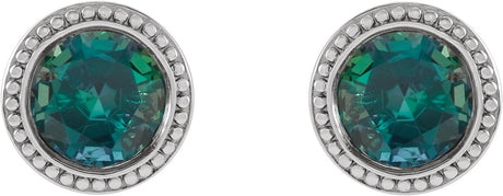 Platinum Lab-Grown Alexandrite Round Bezel-Set Stud Earrings - view 2
