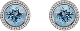 14K Gold Natural Aquamarine Round Bezel-Set Stud Earrings - White Gold - view 2