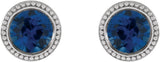 14K Gold Natural Blue Sapphire Round Bezel-Set Stud Earrings - White Gold - view 2