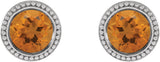 14K Gold Natural Citrine Round Bezel-Set Stud Earrings - White Gold - view 2