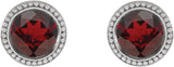 Platinum Natural Mozambique Garnet Round Bezel-Set Stud Earrings - view 2