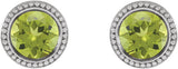 Platinum Natural Peridot Round Bezel-Set Stud Earrings - view 2