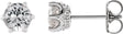 Platinum Natural White Sapphire & Natural Diamond Round 6-Prong Accented Crown Stud Earrings