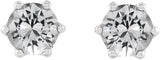 Platinum Natural White Sapphire & Natural Diamond Round 6-Prong Accented Crown Stud Earrings - view 2