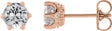 14K Gold Natural White Sapphire & Natural Diamond Round 6-Prong Accented Crown Stud Earrings - Rose Gold