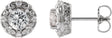 Platinum Natural White Sapphire & Natural Diamond Round 4-Prong Halo-Style Earrings