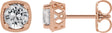 14K Gold Natural White Sapphire Round 4-Prong Earrings - Rose Gold