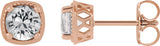 14K Gold Natural White Sapphire Round 4-Prong Earrings - Rose Gold