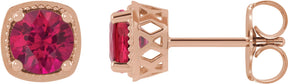 14K Gold Lab-Grown Ruby Round 4-Prong Earrings - Rose Gold
