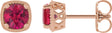 14K Gold Natural Ruby Round 4-Prong Earrings - Rose Gold