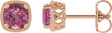 14K Gold Natural Pink Tourmaline Round 4-Prong Earrings - Rose Gold