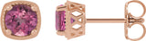 14K Gold Natural Pink Tourmaline Round 4-Prong Earrings - Rose Gold