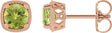 14K Gold Natural Peridot Round 4-Prong Earrings - Rose Gold