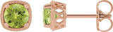 14K Gold Natural Peridot Round 4-Prong Earrings - Rose Gold