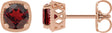 14K Gold Natural Mozambique Garnet Round 4-Prong Earrings - Rose Gold
