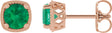 14K Gold Natural Emerald Round 4-Prong Earrings - Rose Gold