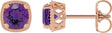 14K Gold Natural Amethyst Round 4-Prong Earrings - Rose Gold