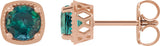 14K Gold Lab-Grown Alexandrite Round 4-Prong Earrings - Rose Gold
