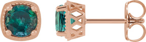 14K Gold Lab-Grown Alexandrite Round 4-Prong Earrings - Rose Gold