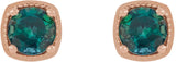 14K Gold Lab-Grown Alexandrite Round 4-Prong Earrings - Rose Gold - view 2