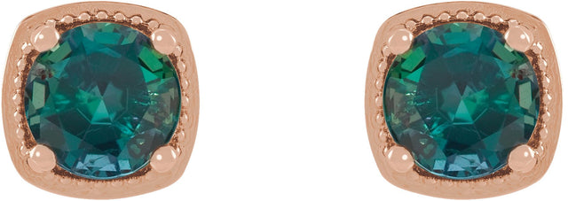 14K Gold Lab-Grown Alexandrite Round 4-Prong Earrings - Rose Gold - view 2