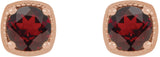 14K Gold Natural Mozambique Garnet Round 4-Prong Earrings - Rose Gold - view 2