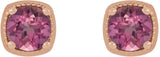 14K Gold Natural Pink Tourmaline Round 4-Prong Earrings - Rose Gold - view 2