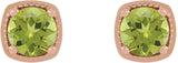 14K Gold Natural Peridot Round 4-Prong Earrings - Rose Gold - view 2