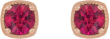 14K Gold Natural Ruby Round 4-Prong Earrings - Rose Gold - view 2