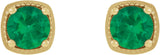 14K Gold Lab-Grown Emerald Round 4-Prong Earrings - Yellow Gold - view 2