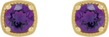 14K Gold Natural Amethyst Round 4-Prong Earrings - Yellow Gold - view 2