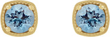 14K Gold Natural Aquamarine Round 4-Prong Earrings - Yellow Gold - view 2