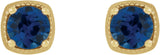 14K Gold Lab-Grown Blue Sapphire Round 4-Prong Earrings - Yellow Gold - view 2