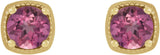 14K Gold Natural Pink Tourmaline Round 4-Prong Earrings - Yellow Gold - view 2