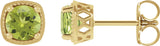 14K Gold Natural Peridot Round 4-Prong Earrings - Yellow Gold