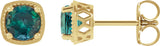 14K Gold Lab-Grown Alexandrite Round 4-Prong Earrings - Yellow Gold