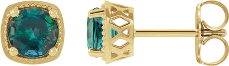 14K Gold Lab-Grown Alexandrite Round 4-Prong Earrings - Yellow Gold