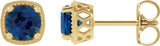 14K Gold Lab-Grown Blue Sapphire Round 4-Prong Earrings - Yellow Gold