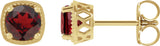 14K Gold Natural Mozambique Garnet Round 4-Prong Earrings - Yellow Gold