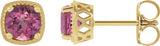 14K Gold Natural Pink Tourmaline Round 4-Prong Earrings - Yellow Gold