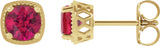 14K Gold Lab-Grown Ruby Round 4-Prong Earrings - Yellow Gold