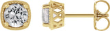 14K Gold Natural White Sapphire Round 4-Prong Earrings - Yellow Gold