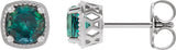 Platinum Lab-Grown Alexandrite Round 4-Prong Earrings