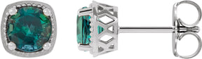 Platinum Lab-Grown Alexandrite Round 4-Prong Earrings