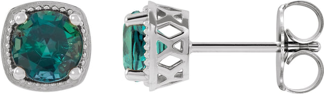Platinum Lab-Grown Alexandrite Round 4-Prong Earrings