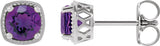 Platinum Natural Amethyst Round 4-Prong Earrings