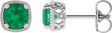 Platinum Lab-Grown Emerald Round 4-Prong Earrings